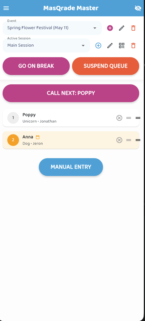 MasQrade Master Interface
